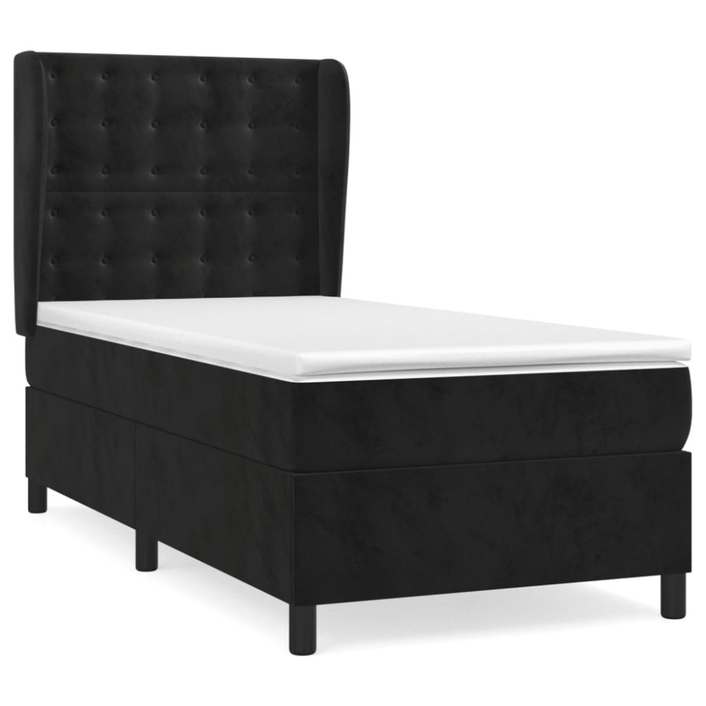 Produktbild för Ramsäng med madrass svart 100x200 cm sammet