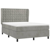 Produktbild för Ramsäng med madrass ljusgrå 140x190 cm sammet