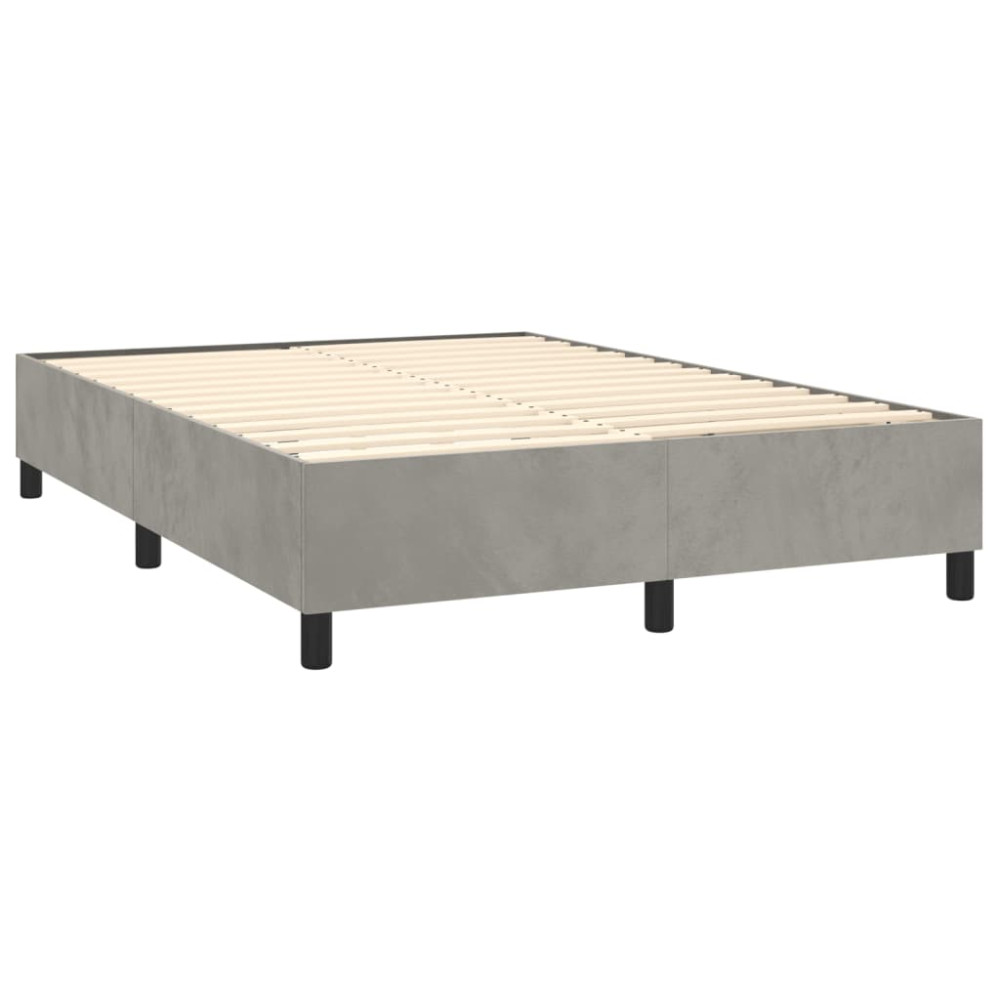 Produktbild för Ramsäng med madrass ljusgrå 140x190 cm sammet
