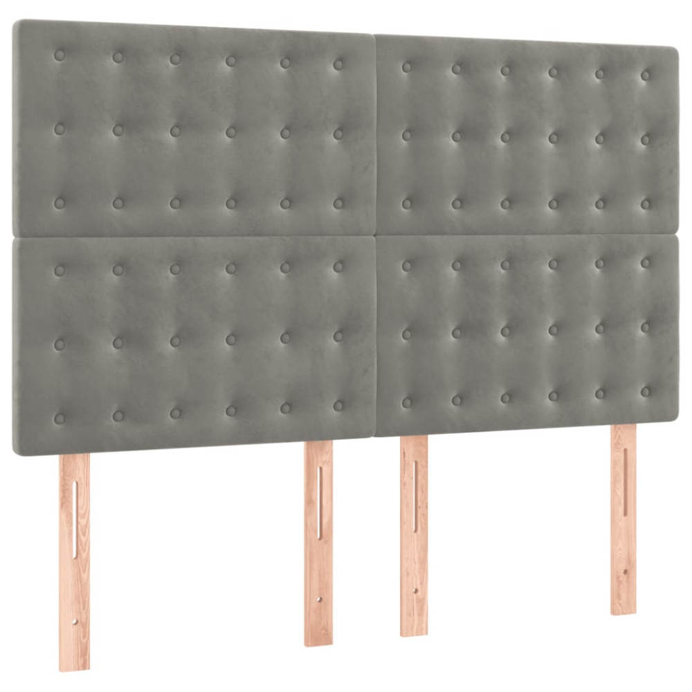 Produktbild för Ramsäng med madrass ljusgrå 140x190 cm sammet