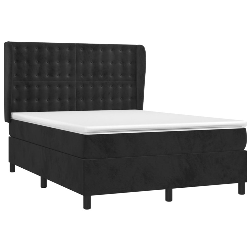 Produktbild för Ramsäng med madrass svart 140x190 cm sammet