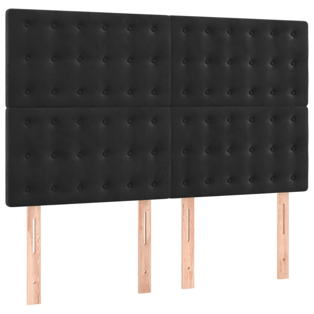 Produktbild för Ramsäng med madrass svart 140x190 cm sammet