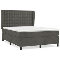 Produktbild för Ramsäng med madrass mörkgrå 140x200 cm sammet