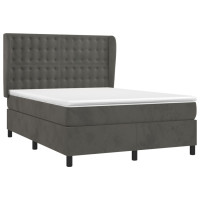 Produktbild för Ramsäng med madrass mörkgrå 140x200 cm sammet