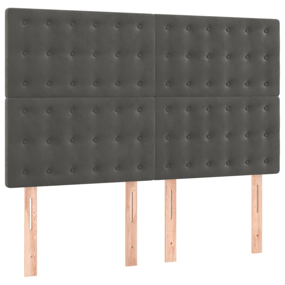 Produktbild för Ramsäng med madrass mörkgrå 140x200 cm sammet