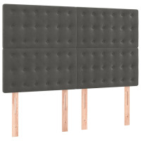 Produktbild för Ramsäng med madrass mörkgrå 140x200 cm sammet