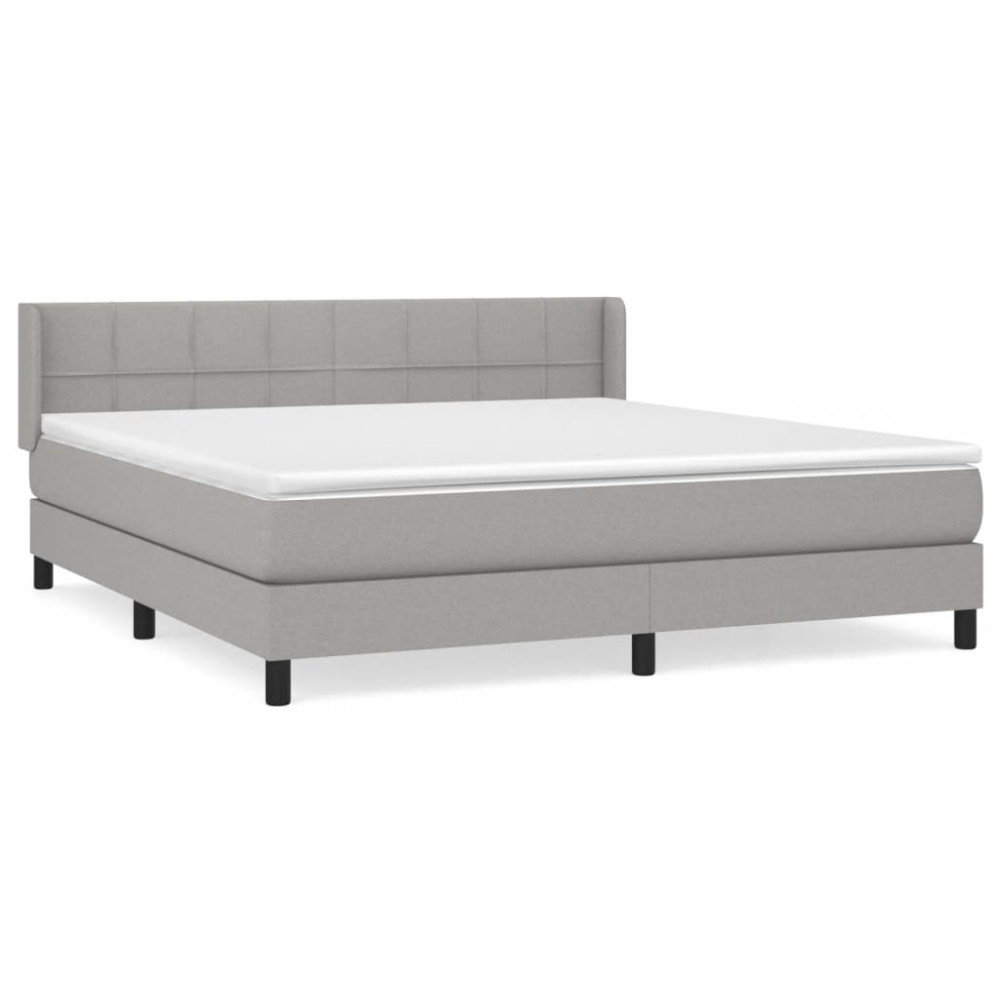 Produktbild för Ramsäng med madrass ljusgrå 160x200 cm tyg
