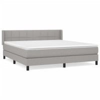 Produktbild för Ramsäng med madrass ljusgrå 160x200 cm tyg