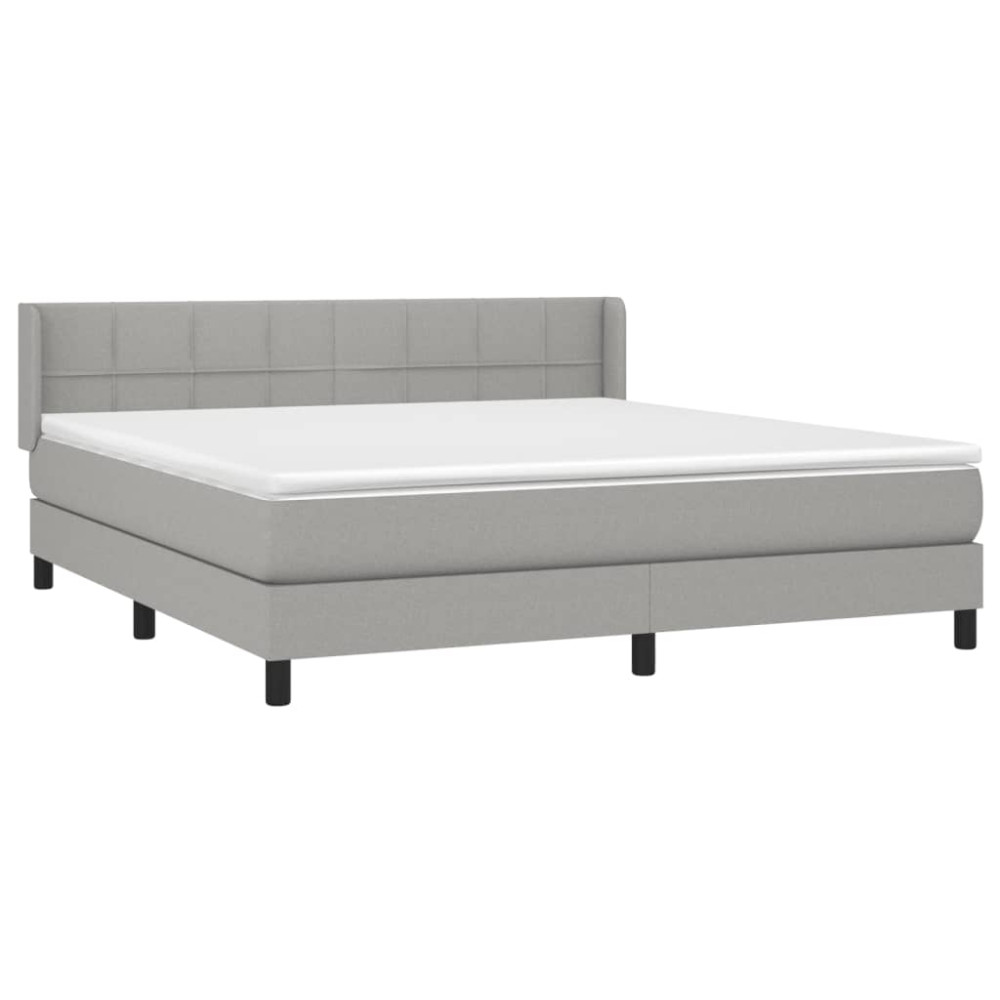 Produktbild för Ramsäng med madrass ljusgrå 160x200 cm tyg