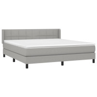 Produktbild för Ramsäng med madrass ljusgrå 160x200 cm tyg