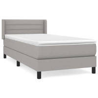 Produktbild för Ramsäng med madrass ljusgrå 80x200 cm tyg