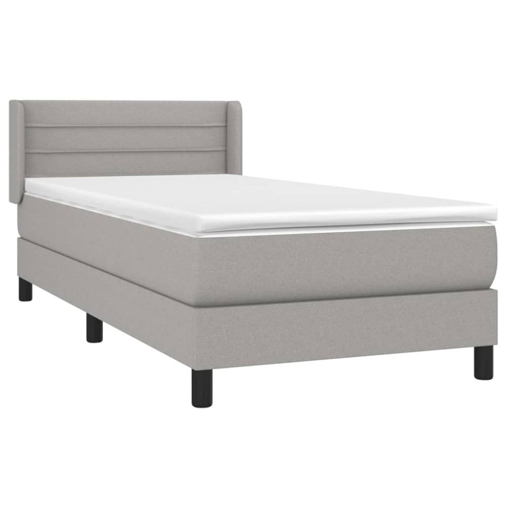 Produktbild för Ramsäng med madrass ljusgrå 100x200 cm tyg