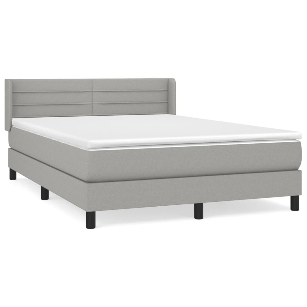 Produktbild för Ramsäng med madrass ljusgrå 140x190 cm tyg