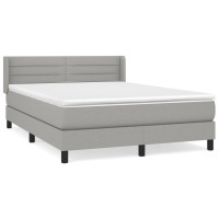 Produktbild för Ramsäng med madrass ljusgrå 140x190 cm tyg