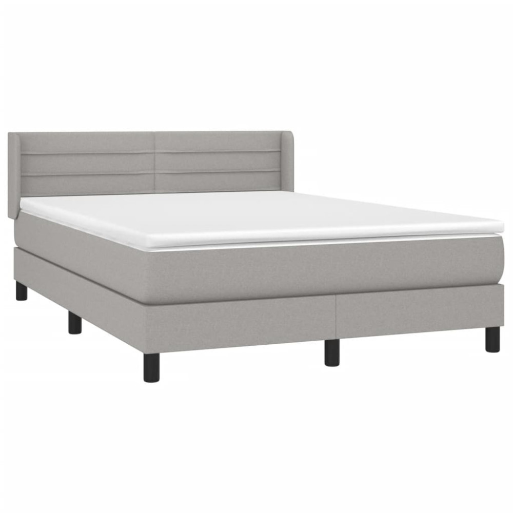 Produktbild för Ramsäng med madrass ljusgrå 140x190 cm tyg