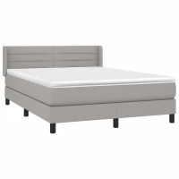 Produktbild för Ramsäng med madrass ljusgrå 140x190 cm tyg