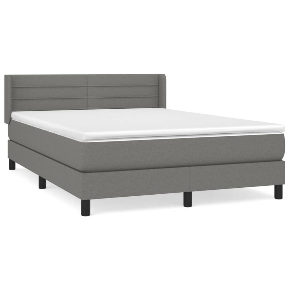 Produktbild för Ramsäng med madrass mörkgrå 140x190 cm tyg