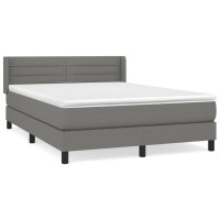 Produktbild för Ramsäng med madrass mörkgrå 140x190 cm tyg