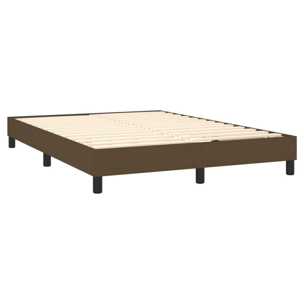 Produktbild för Ramsäng med madrass mörkbrun 140x190 cm tyg