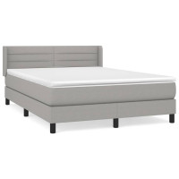 Produktbild för Ramsäng med madrass ljusgrå 140x200 cm tyg
