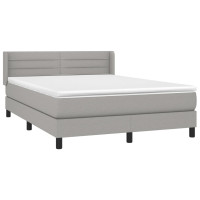 Produktbild för Ramsäng med madrass ljusgrå 140x200 cm tyg