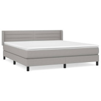 Produktbild för Ramsäng med madrass ljusgrå 160x200 cm tyg