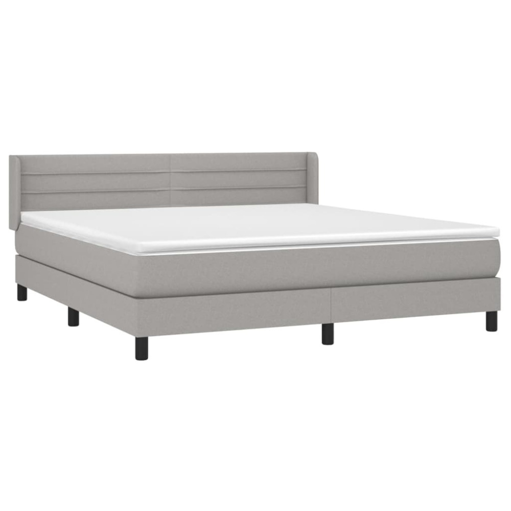 Produktbild för Ramsäng med madrass ljusgrå 160x200 cm tyg