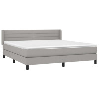 Produktbild för Ramsäng med madrass ljusgrå 160x200 cm tyg