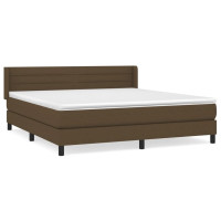 Produktbild för Ramsäng med madrass mörkbrun 160x200 cm tyg