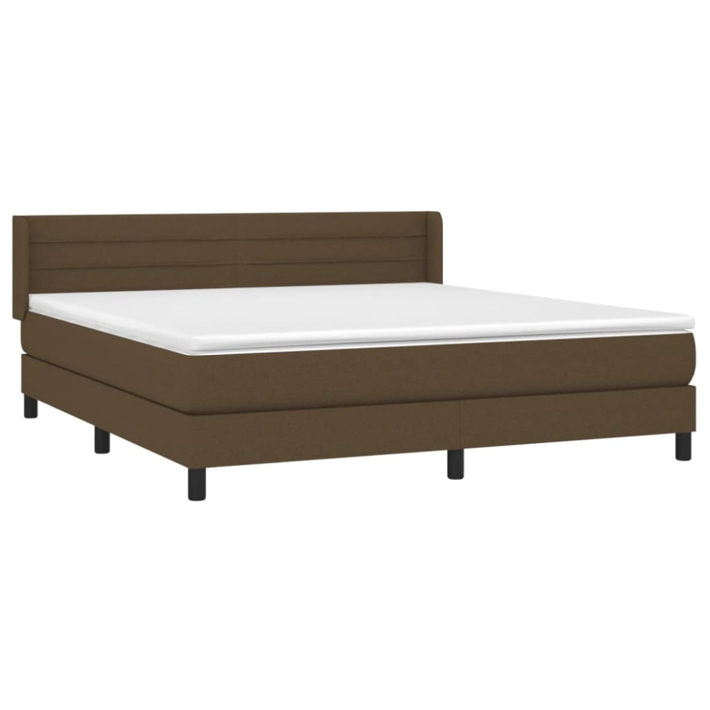 Produktbild för Ramsäng med madrass mörkbrun 160x200 cm tyg