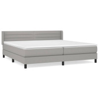 Produktbild för Ramsäng med madrass ljusgrå 200x200 cm tyg