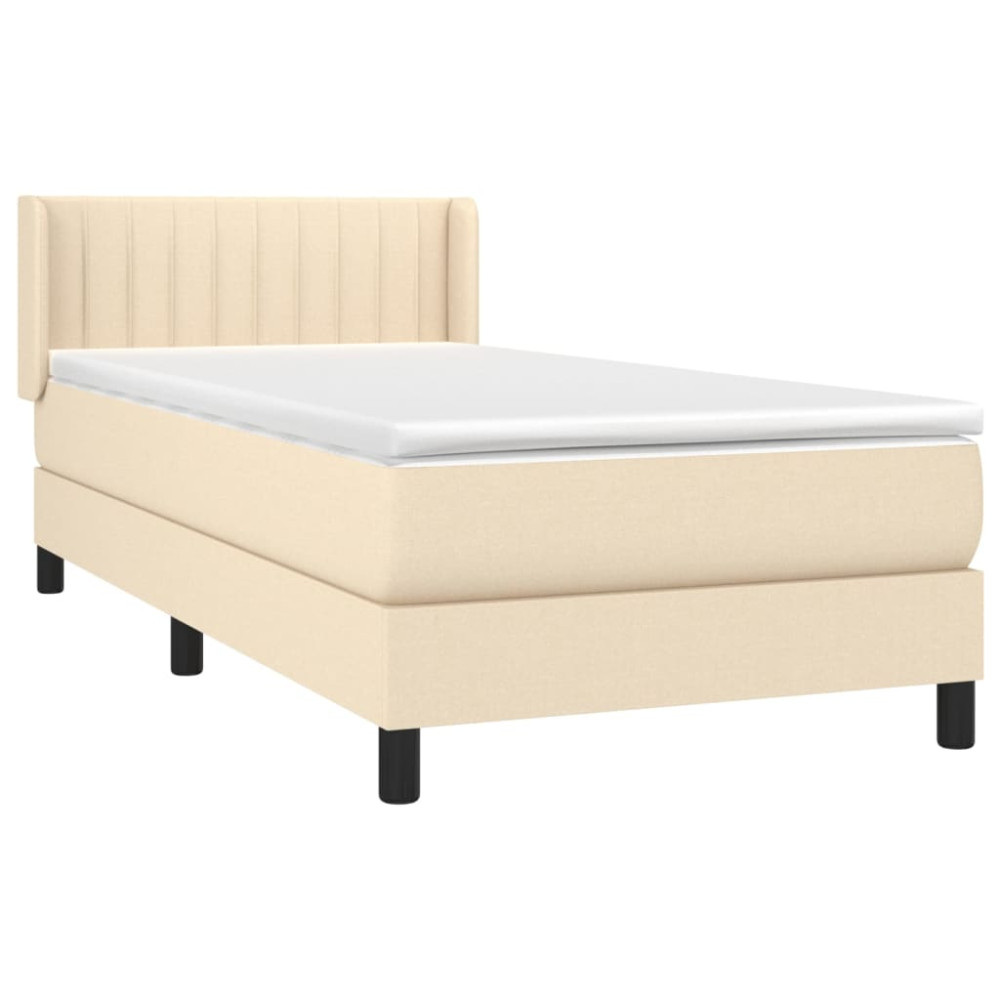 Produktbild för Ramsäng med madrass gräddvit 80x200 cm tyg