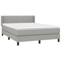 Produktbild för Ramsäng med madrass ljusgrå 140x190 cm tyg