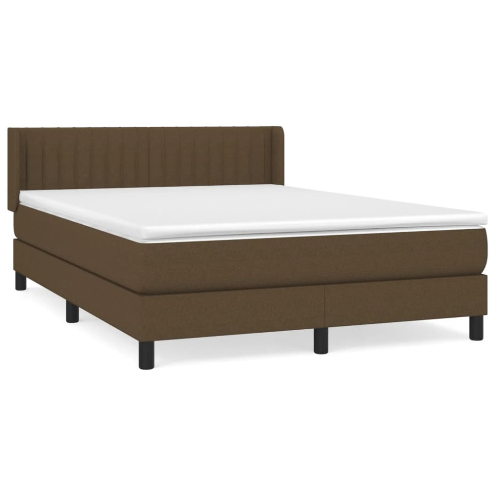 Produktbild för Ramsäng med madrass mörkbrun 140x190 cm tyg