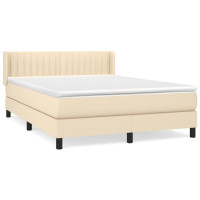 Produktbild för Ramsäng med madrass gräddvit 140x190 cm tyg
