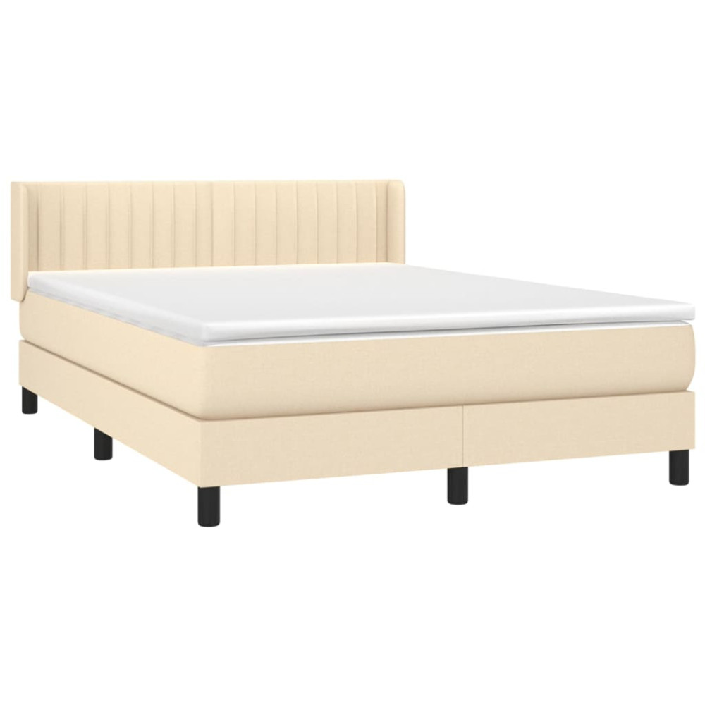 Produktbild för Ramsäng med madrass gräddvit 140x190 cm tyg