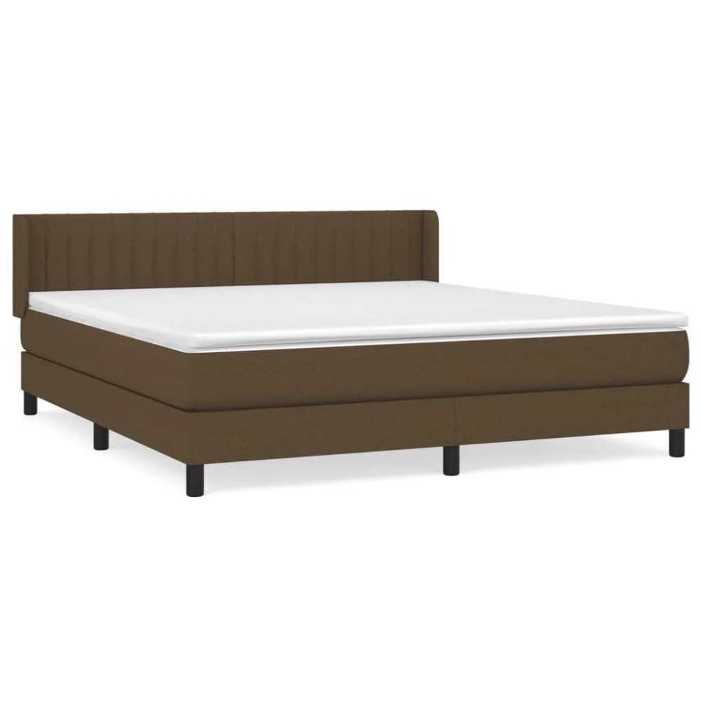 Produktbild för Ramsäng med madrass mörkbrun 160x200 cm tyg