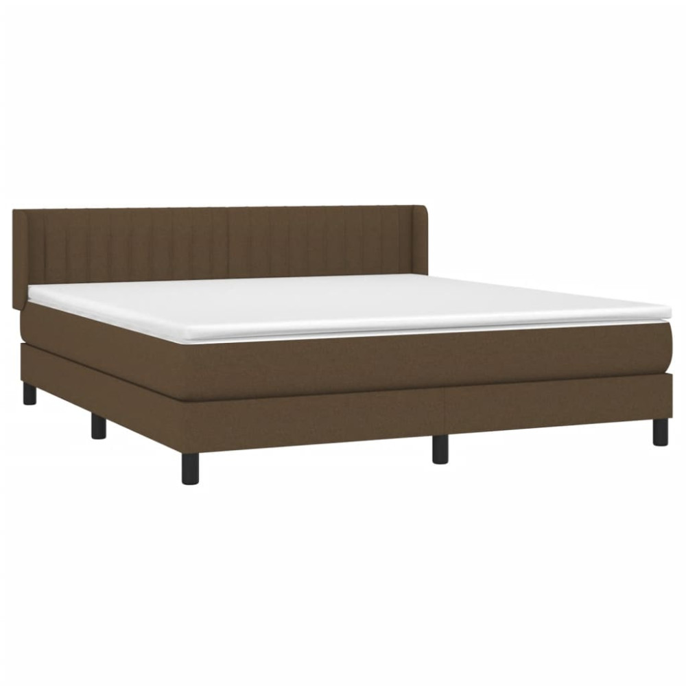 Produktbild för Ramsäng med madrass mörkbrun 160x200 cm tyg