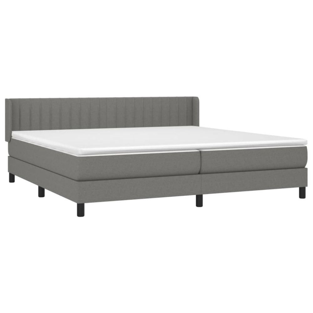 Produktbild för Ramsäng med madrass mörkgrå 200x200 cm tyg