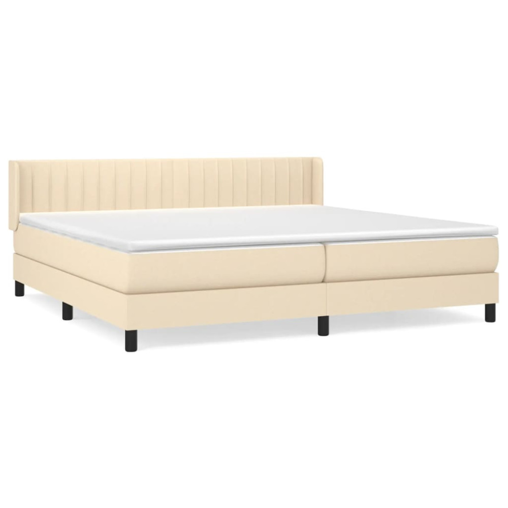 Produktbild för Ramsäng med madrass gräddvit 200x200 cm tyg