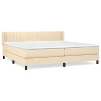 Produktbild för Ramsäng med madrass gräddvit 200x200 cm tyg