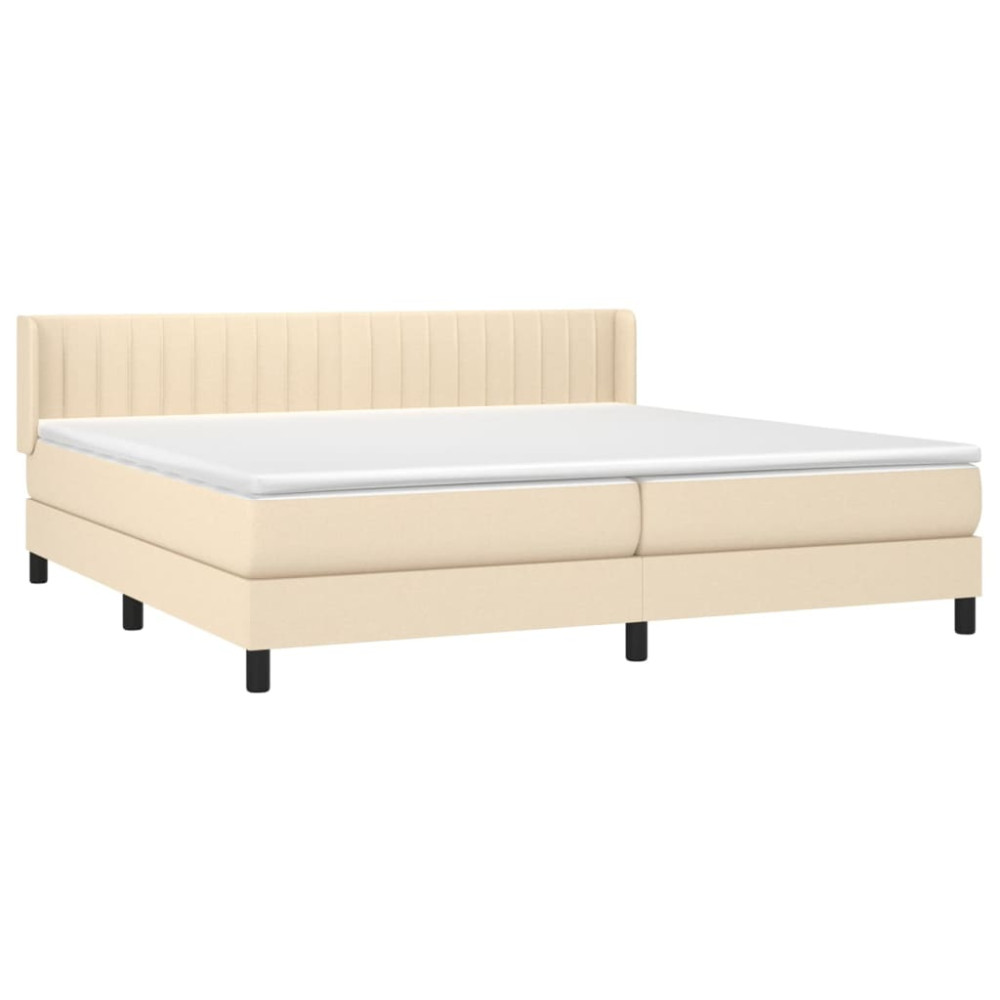 Produktbild för Ramsäng med madrass gräddvit 200x200 cm tyg
