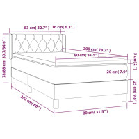 Produktbild för Ramsäng med madrass mörkgrå 80x200 cm tyg