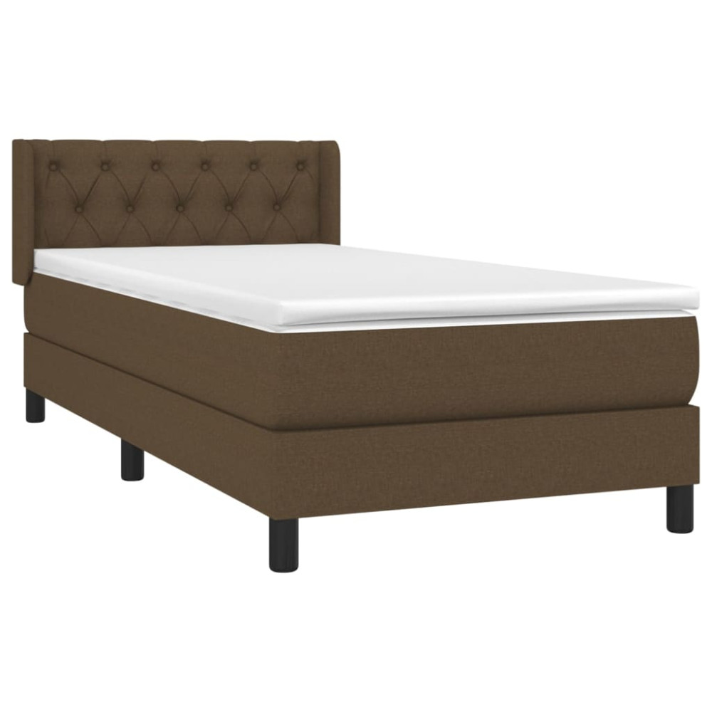 Produktbild för Ramsäng med madrass mörkbrun 80x200 cm tyg