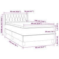Produktbild för Ramsäng med madrass gräddvit 90x190 cm tyg