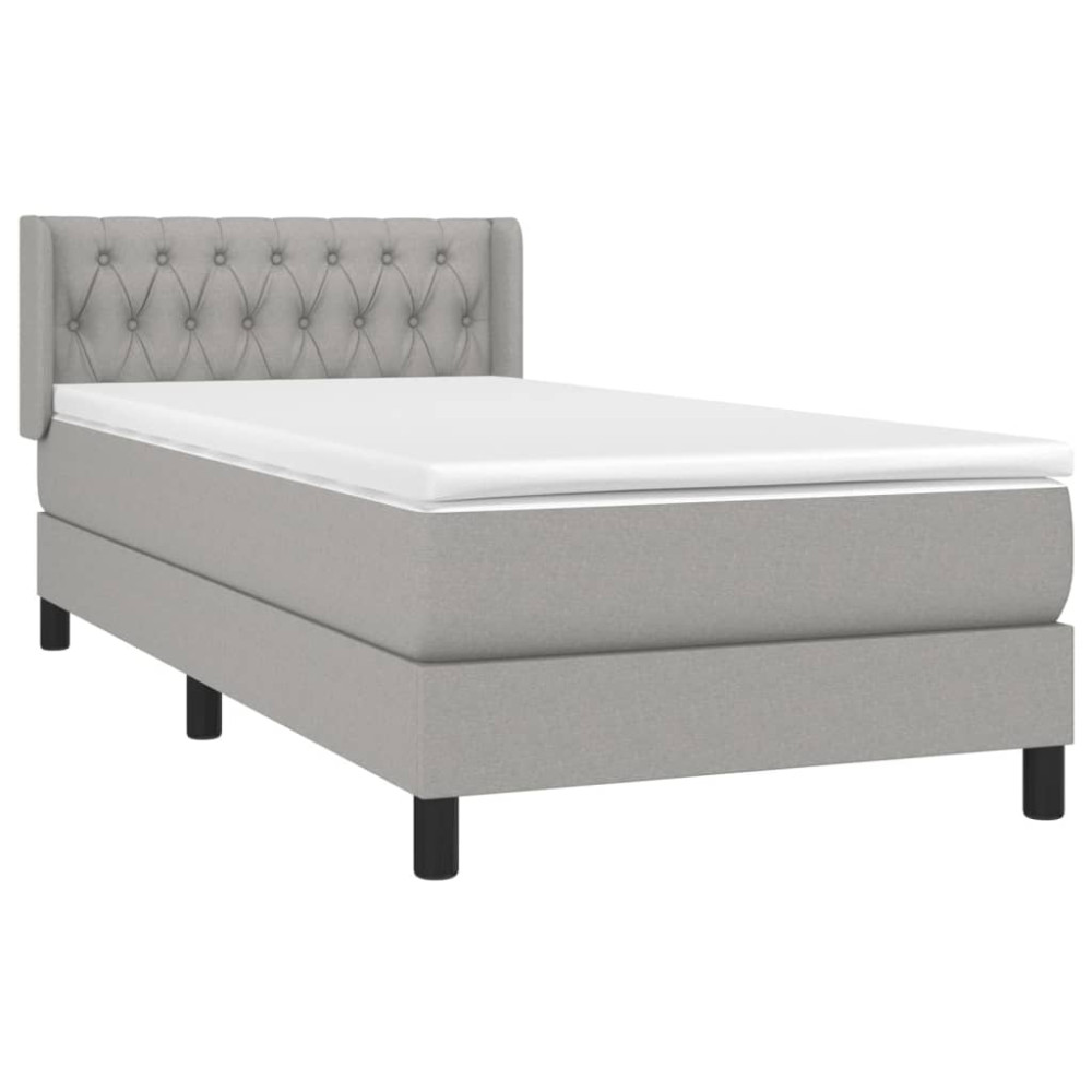 Produktbild för Ramsäng med madrass ljusgrå 90x200 cm tyg