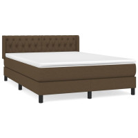 Produktbild för Ramsäng med madrass mörkbrun 140x190 cm tyg