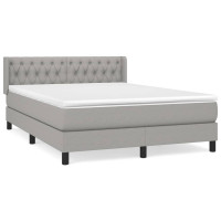Produktbild för Ramsäng med madrass ljusgrå 140x200 cm tyg