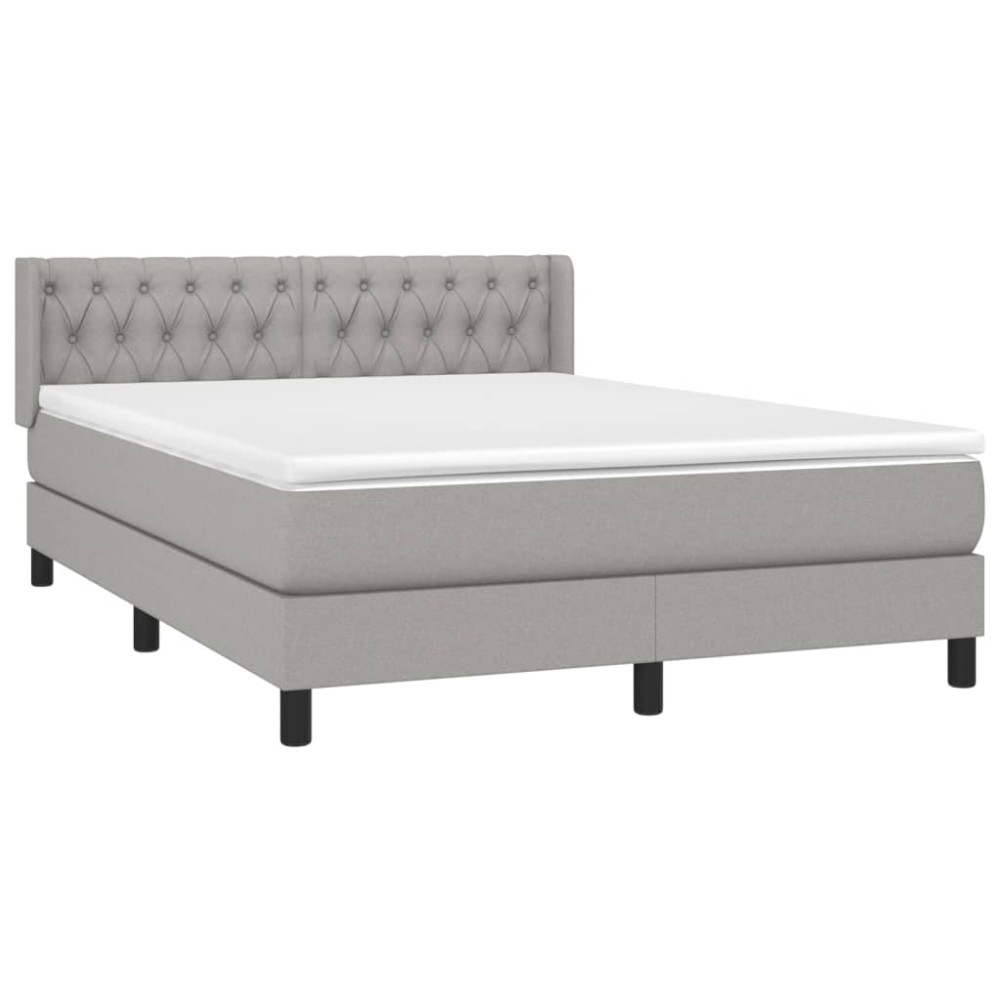 Produktbild för Ramsäng med madrass ljusgrå 140x200 cm tyg