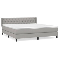 Produktbild för Ramsäng med madrass ljusgrå 160x200 cm tyg